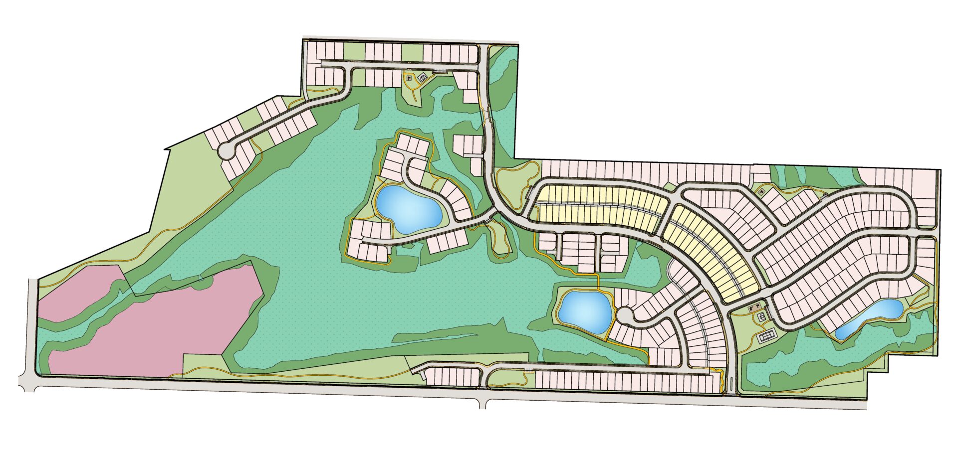 Housing complex design map with waterways