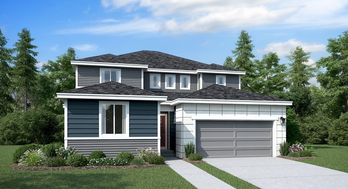 Contemporary house with blue and white exterior